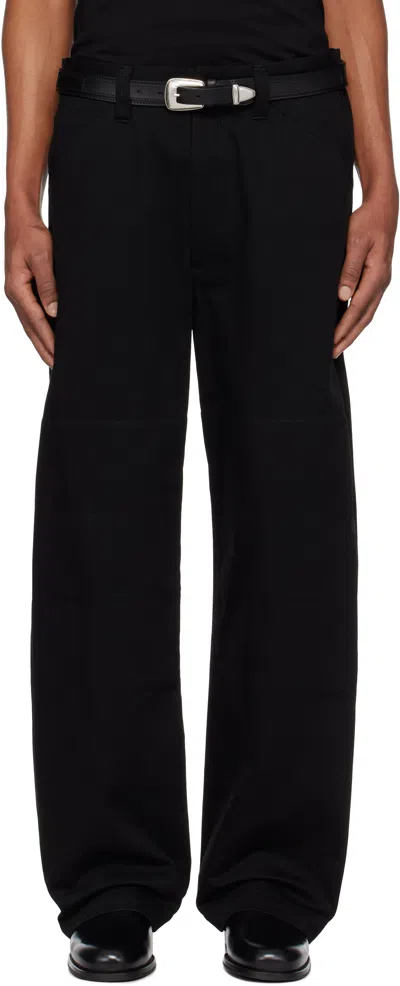 Lemaire Black Big Work Trousers In Bk999 Black