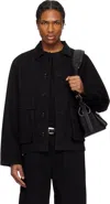 Lemaire 4 Pocket Blouson Jacket Denim Soft Bleached Blk In Bk999 Black