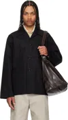Lemaire 'collared Front Pockets Workwear Jacket' In Bk999 Black