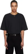 Lemaire Round Neck T-shirt With Short Sleeves And Chest Pocket In Bk995 Jet Black