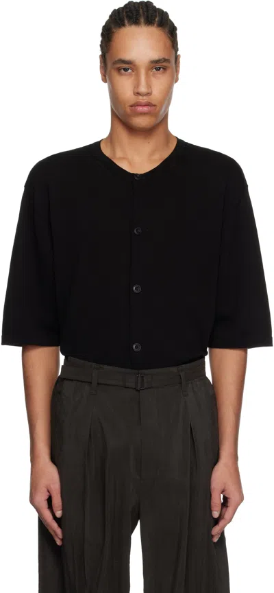 Lemaire Black Button Short Sleeve Shirt In Bk999 Black