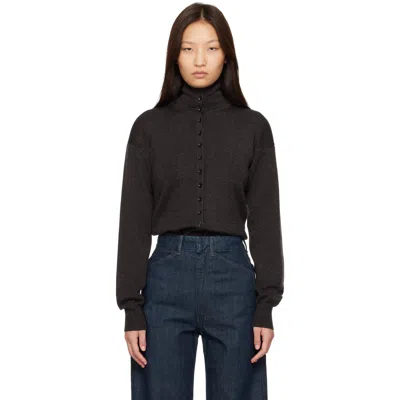 Lemaire Black Buttoned Cardigan In Bk674 Black Melange