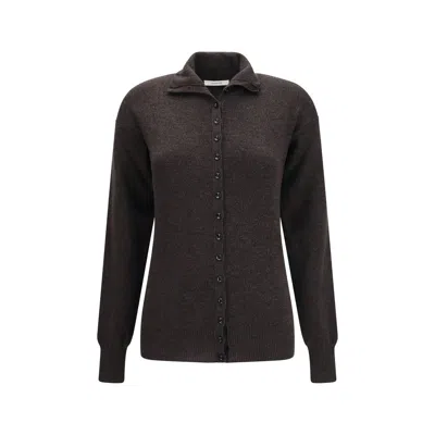 Lemaire Black Cashmere Sweater In Brown