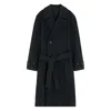 Lemaire Wool And Alpaca Long Coat With Belt In Black