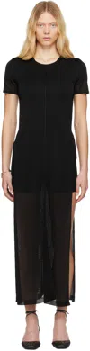 Lemaire Black Column Slits Midi Dress In Bk999 Black