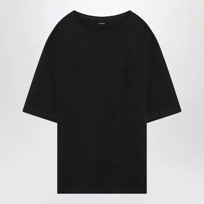 Lemaire Black Cotton And Linen Boxy T-shirt In Multicolor