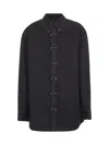 Lemaire Black Cotton Satin Embellished Metal Shirt In Black