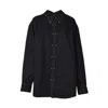 Lemaire Black Cotton Satin Embellished Metal Shirt In Black