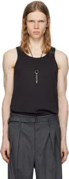 Lemaire Men Cotton Tank Top In Bk998 Squid Ink