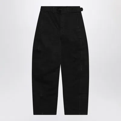Lemaire Black Cotton Trousers With Belt Men