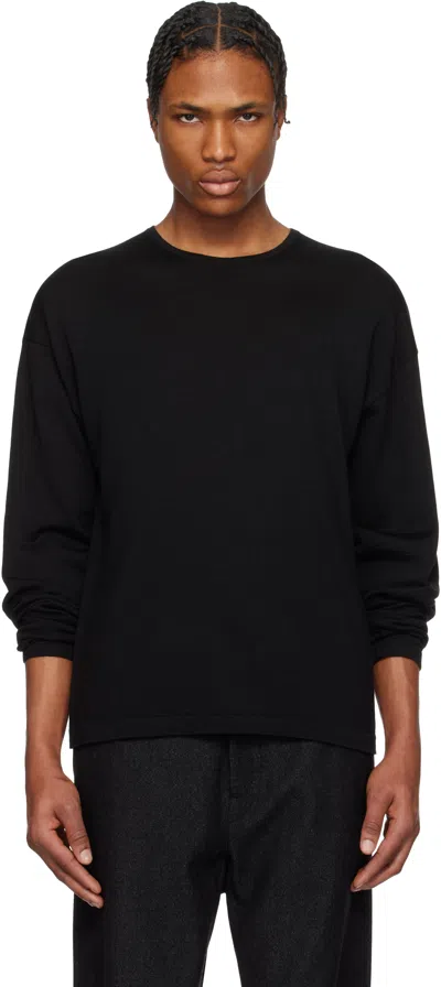 Lemaire Black Crew Neck Sweater In Bk999 Black