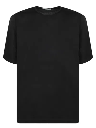 Lemaire Black Crew Neck T-shirt With Relaxed Fit In Blue