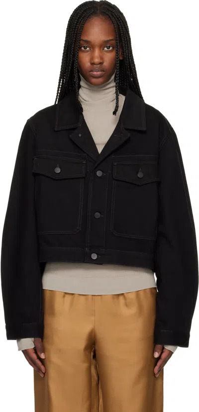 Lemaire Black Cropped Blouson Denim Jacket