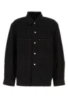 Lemaire Relaxed Fit Denim Shirt Featuring Front Pockets And Long Sleeves In Black