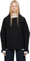 Lemaire Black Double Flap Light Jacket In Bk999 Black