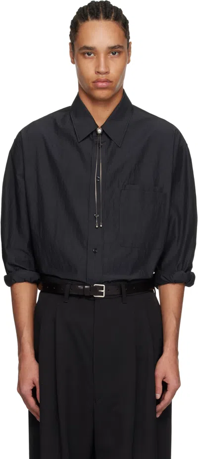 Lemaire Black Double Pocket Shirt In Bk980 Charcoal