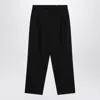 Lemaire Black Drawstring Pants In Wool Blend