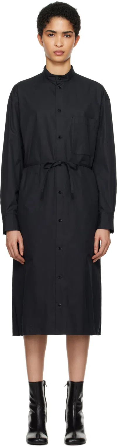 Lemaire Black Drawstring Shirt Midi Dress In Bk997 Caviar