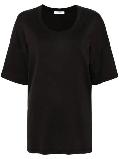 LEMAIRE BLACK DROP-SHOULDER COTTON T-SHIRT