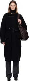 Lemaire Belted Toggle-fastening Coat In Black