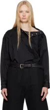 Lemaire Metal Embellished Asymmetric Button Detail Top In Bk999 Black
