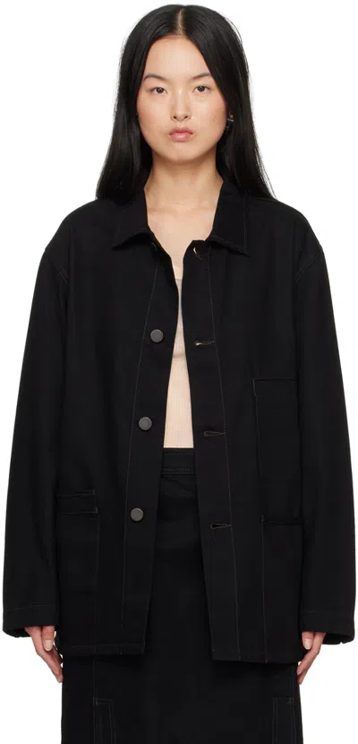 Lemaire Black Heavy Denim Jacket In Bk999 Black