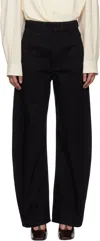 Lemaire Trousers With Twisted Belt And Wide Leg In Black