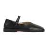 Lemaire Black Calf Leather Ballerina Shoes With Off-center Vamp In Black