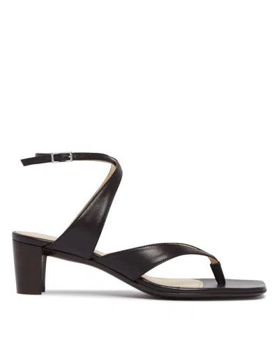 Lemaire Black Leather Heeled Sandals In Brown
