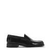 Lemaire Polished Black Calf Leather Loafers With Tonal Stitching In Black