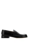 Lemaire Polished Black Calf Leather Loafers With Tonal Stitching In Black