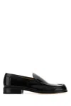 Lemaire Polished Black Calf Leather Loafers With Tonal Stitching In Multi