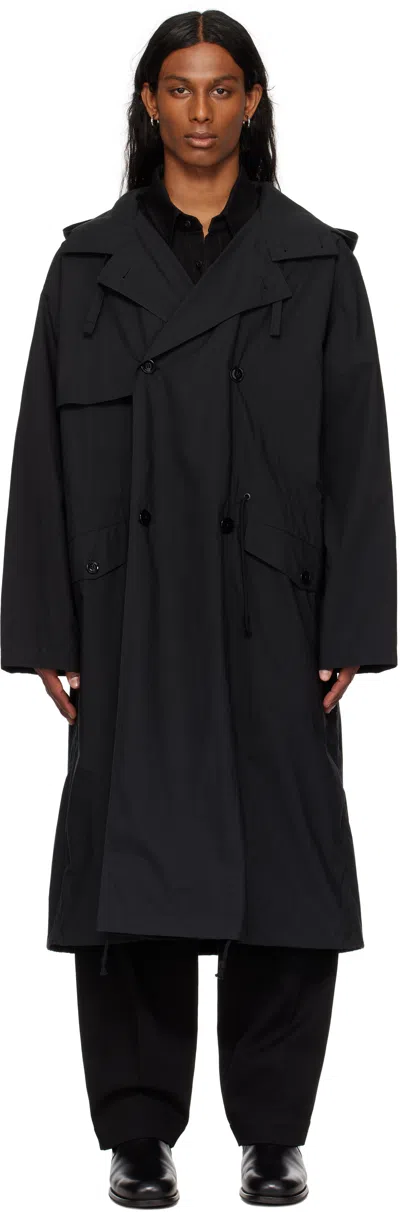 Lemaire Black Light Hooded Trench Coat
