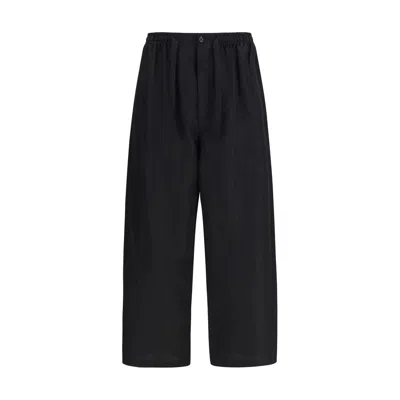 Lemaire Pleated Tailored Pants In Viscose Linen Gabardine In Blue