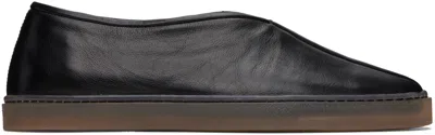 Lemaire Black Linoleum Piped Loafers In Bk999 Black