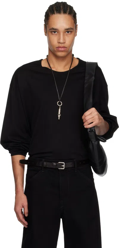Lemaire Black Ls Relaxed T-shirt In Bk999 Black