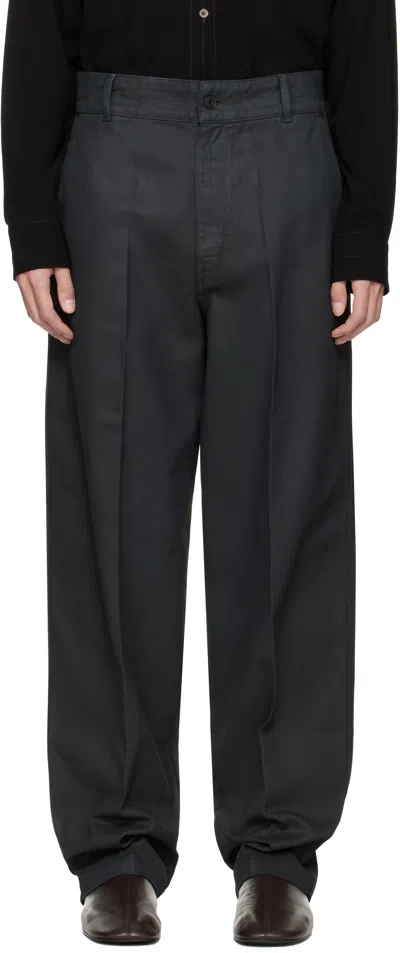 Lemaire Black Maxi Barrel Workwear Jeans In Gray