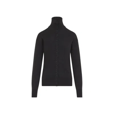 Lemaire Merino Wool High Neck Sweater In Black
