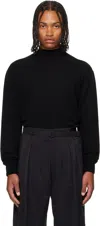 Lemaire Black Mock Neck Sweater In Animal Print