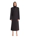 Lemaire Black Oversized Wool Wrap Coat In Black Nero   #000000