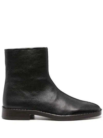 LEMAIRE BLACK PIPPED ZIP-UP BOOTS