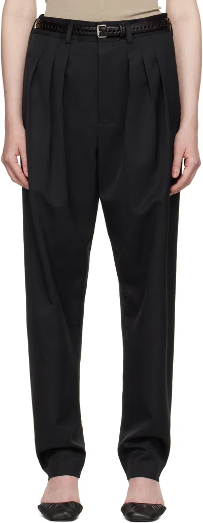 Lemaire Black Pleated Tailored Trousers In Bk999 Black