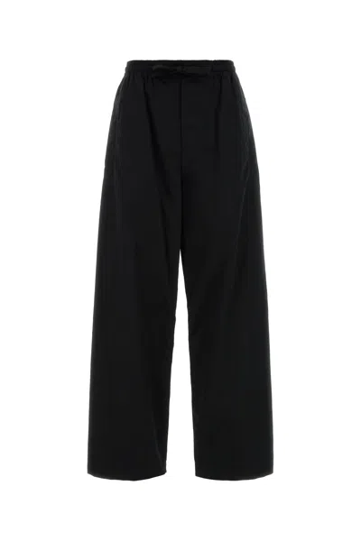 Lemaire Relaxed Poplin Trousers Wide Leg In Black