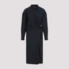 Lemaire Black Straight Collar Twisted Midi Dress In Jetblack