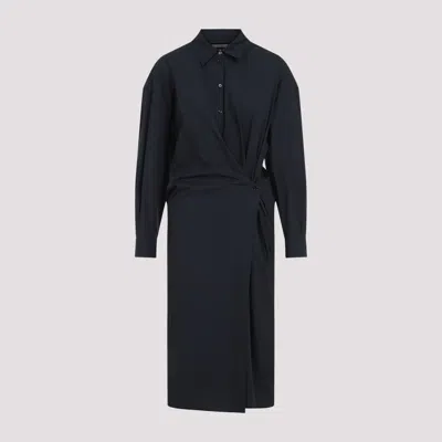 LEMAIRE BLACK POPLIN SHIRT DRESS