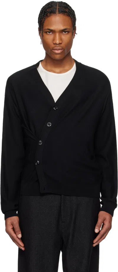 Lemaire Black Relaxed Twisted Cardigan In Bk999 Black