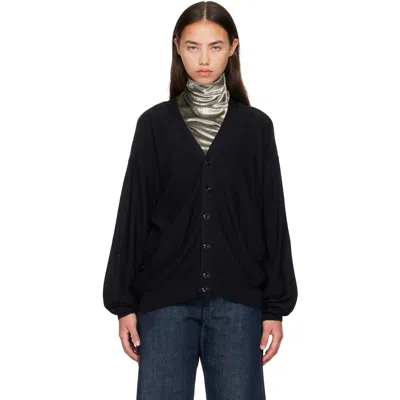 Lemaire Black Relaxed Twisted Cardigan In Bk999 Black