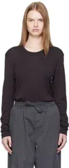 Lemaire Black Rib Long Sleeve T-shirt In Brown