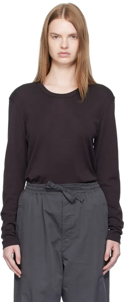 Lemaire Black Rib Long Sleeve T-shirt In Brown