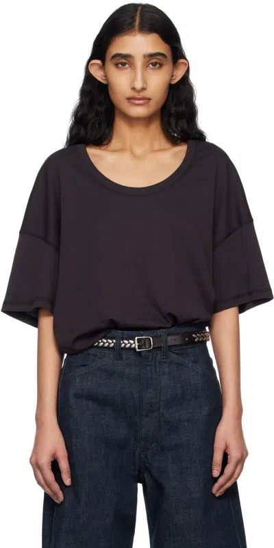 Lemaire Black Rib T-shirt In Bk998 Squid Ink